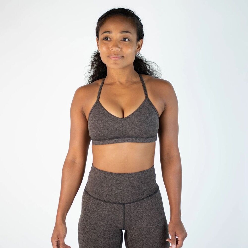 Fleo Reinette Racerback Sports Bra in Limited Edition Taupe Black Size Medium